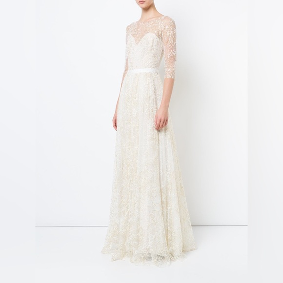 NWT Marchesa Notte Glitters Tulle Ivory Wedding Gown - Picture 2 of 13